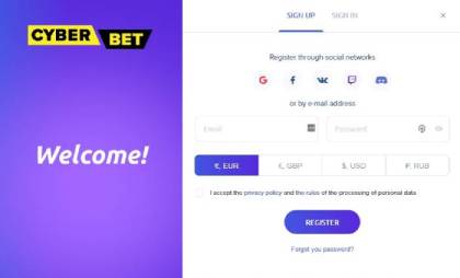 Cyberbet registration steps