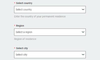 MELbet registration form