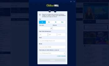 Registration screen at William Hill